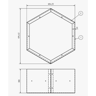 Versandmetall Ètagère de bois de chauffage HEXAGON composé de 3 modules de différentes tailles XL avec 2 Piedestals produit en acier surface enduit de poudre