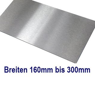 Versandmetall Edelstahl Blech Zuschnitte 1.4301 von 160 bis 300mm Breite, 2500mm Länge