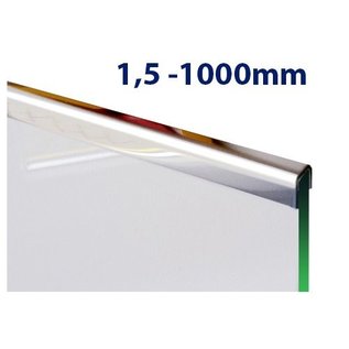 Versandmetall Profil encadrement en U, en acier inoxydable de 1,5mm, longueur 1250 mm, pour verre de 8 jusqu'à 12,52mm