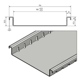 Versandmetall Drainagerinne aus Aluminium, ohne Rost, Einlaufbreite 150mm Bestellmengen 10m, 20m, 30m, 40m, 50m