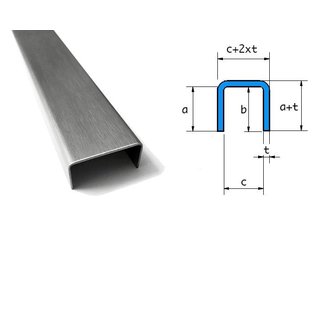 Versandmetall Profilé en U en acier inoxydable, dimensions intérieures repliées axcxb 15x15x15mm, finition de surface K320