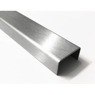 Versandmetall U-Profil aus Edelstahl gekantet Innenmaße  axcxb  15x30x15mm, Oberfläche Schliff K320