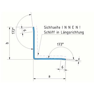 Versandmetall Arêt angle intérieur, profil de finition, longueur 1250mm , surafce 1.4301 IIID brillant