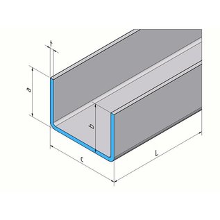 Versandmetall Profilé en U en aluminium anthrazit (RAL 7016), plié à la largeur c = 35-60 mm et longueur 2500 mm