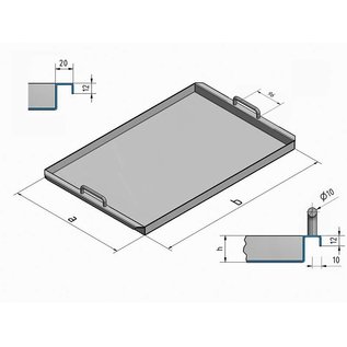 Versandmetall Baignoire en acier inoxydable R2 soudée Epaisseur du matériau 1.5mm longueur / profondeur (a) 250mm à l'extérieur du sol K320