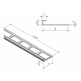 Versandmetall Tegelstrip 2 tegelrand Tegelprofiel roestvrij staal 1,0 mm, geslepen korrel 320