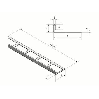 Versandmetall Fliesenleiste 3 Fliesenkante Fliesenprofil  Edelstahl 1,0mm, geschliffen Korn 320