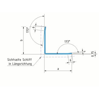 Versandmetall Kantenschutzwinkel 3-fach gekantet spiegelnd 2R (3-D) 50 x 50 x 1,5mm Länge 2500 mm