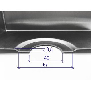 Versandmetall Edelstahl Duschwanne, Duschtasse  1,5mm, INNEN  Schliff K320, Tiefe ab  500 mm, Breite  ab  600 mm, 1 oder 2 Ablaufbohrungen, verschiedene Höhen