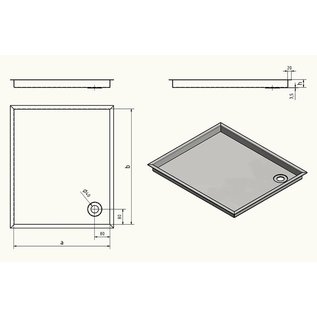 Versandmetall Receveur de douche en acier inoxydable, receveur de douche 1,5 mm, coupe INTERNE K320, profondeur à partir de 500 mm, largeur à partir de 600 mm, 1 ou 2 trous de drainage, différentes hauteurs