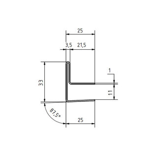 Versandmetall Gouttière de toit vitré 8,52mm, pour verre de sécurité feuilleté de 10 ou 10,76mm, acier inoxydable 1.4301, surface brossé  en grain320