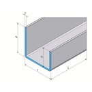 Versandmetall U-profiel ongelijke poten t = 1,5 mm Afmetingen buiten a = 21,5 mm c = 23 mm b = 11,5 mm lengte 2000 mm Oppervlakslijpkorrel 320