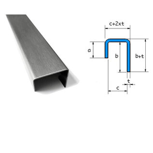 Versandmetall Profilé en U en acier inoxydable, bords irréguliers, dimensions intérieures axcxb 10x40x30 mm, finition de surface K320