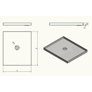 Versandmetall Receveur de douche en acier inoxydable, receveur de douche {R1A} 1,5 mm, coupe INSIDE K320, profondeur 750 mm, largeur 660 mm, 1 ou 2 trous de vidange, hauteur 60 mm