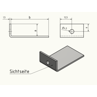 Versandmetall Winkel W1-W3,,  Kleinteile  aus  1,5mm   Edelstahl,  1 Seite gebürstet Korn 320