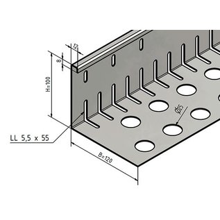 Versandmetall SPARSET Bande de gravier  grande perforée - acier inox 1.4301 - perforée - pliée à 90 °