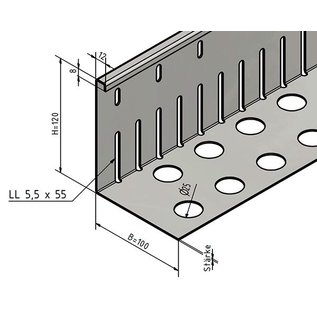 Versandmetall SPARSET Grindkeringsprofiel Grindprofiel groot, geperforeerd roestvrij Staal 1.4301 Hogte 80-120mm gezet 90°