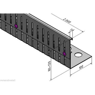 Versandmetall SPARSET Kiesfangleiste Edelstahl höhenverstellbar 1.4301 Höhe 80-120mm – 90° gekantet