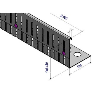 Versandmetall SPARSET Kiesfangleiste Edelstahl höhenverstellbar 1.4301 Höhe 140-180mm – 90° gekantet