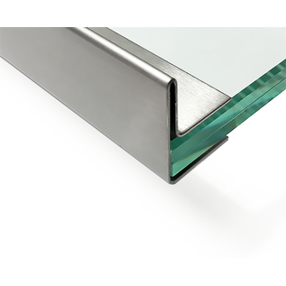 Versandmetall Gouttière de toit vitré épaisseur 26mm, pour verre de sécurité feuilleté de 26mm ou 25,76mm, acier inoxydable 1.4301, surface brossé  en grain K320
