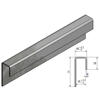 Versandmetall Profil encadrement inégal en acier inoxydable surface brossé en grain 320, 1,5 mm, 15mm verre