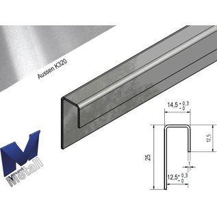 Versandmetall Profilé de cadre K320 1,5 mm en acier inoxydable pour verre ou plaque de plâtre de 12,5 mm inégaux