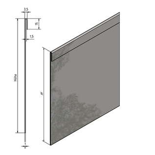 Versandmetall Bijzonder item 1,5 m (1500 mm) lange flexibele gazonranden met vouw RVS 160 mm hoog