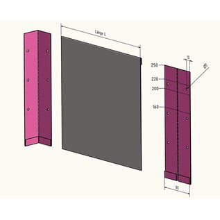 Versandmetall Stevige graskantgrindstroken met vouw van naturel aluminium 160-250 mm hoog