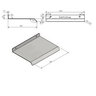 Versandmetall Weersbescherming, klein lessenaarsdak met druiprand van geslepen roestvrij staal voor schakelaars, wallboxen, brievenbussen.