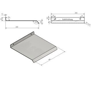 Versandmetall Wetterschutz, kleines Pultdach mit Abtropfkante aus geschliffenem Edelstahl für Schalter, Wallbox, Briefkasten.