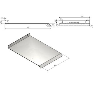 Versandmetall Wetterschutz, kleines Pultdach mit Abtropfkante aus geschliffenem Edelstahl für Schalter, Wallbox, Briefkasten.