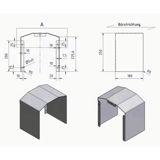 Versandmetall Boîte murale de protection contre les intempéries petit axb, 250mmx250mm profondeur 180mm en acier inoxydable 1,5mm K320