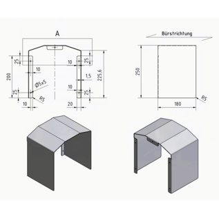 Versandmetall Wetterschutz Wallbox klein axb, 250mmx250mm Tiefe 180mm aus 1,5mm Edelstahl K320