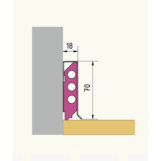 Versandmetall SLF1870-1 Plint plint plint, onder 6,5 mm tab naar buiten, 1,0 mm, 70 mm hoog, slijpkorrel 320