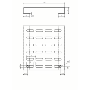 Versandmetall Bangkirai Rinne Oberteil aus 1,5mm Alu anthrazit für Drainagerinnen Einlaufbreite 145mm