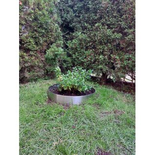 Versandmetall Anneau de plantation en acier inoxydable (V2A) en 2 parties, diamètre 1260 mm, bordure de pelouse ronde avec pli, anneau pré-cintré en demi-coquille, hauteur 20 cm