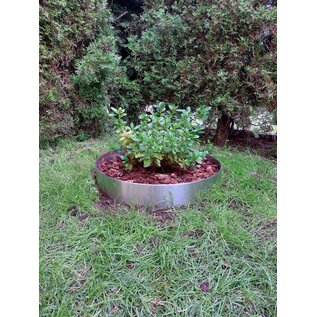 Versandmetall Anneau de plantation en acier inoxydable (V2A) en 2 parties, diamètre 1260 mm, bordure de pelouse ronde avec pli, anneau pré-cintré en demi-coquille, hauteur 20 cm