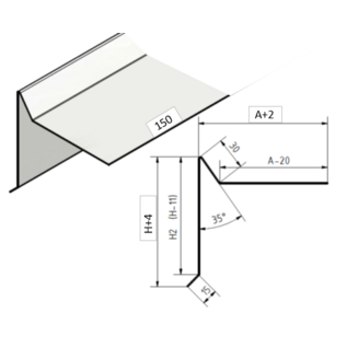Versandmetall Raccord de solin de pignon en aluminium de 1,0 mm, surface brute avec SFO, longueur 150 mm