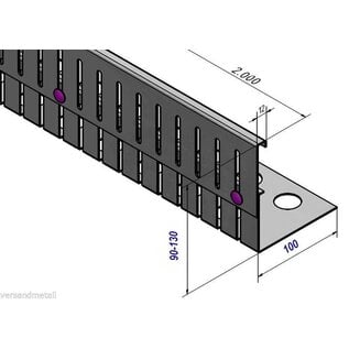 Versandmetall SPARSET Grindkeringsprofiel Grindprofiel groot geperforeerd Aluminium Hoogte 60-90mm
