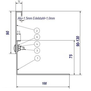 Versandmetall SPARSET Grindkeringsprofiel Grindprofiel groot geperforeerd Aluminium Hoogte 60-90mm
