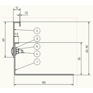 Versandmetall SPARSET Grindkeringsprofiel grindprofiel hoogte verstelbaar roestvrij Staal 1.4301 Hoogte 60-90mm gezet 90°