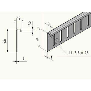 Versandmetall Oberteile für Kiesfangleiste Edelstahl höhenverstellbar 1.4301 L=2000mm – 90° gekantet