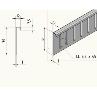Versandmetall Oberteile für Kiesfangleiste Edelstahl höhenverstellbar 1.4301 L=2000mm – 90° gekantet