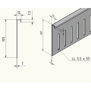 Versandmetall Oberteile für Kiesfangleiste Edelstahl höhenverstellbar 1.4301 L=2000mm – 90° gekantet