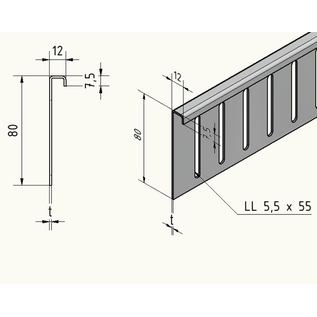 Versandmetall Oberteile für Kiesfangleiste Edelstahl höhenverstellbar 1.4301 L=1000mm – 90° gekantet