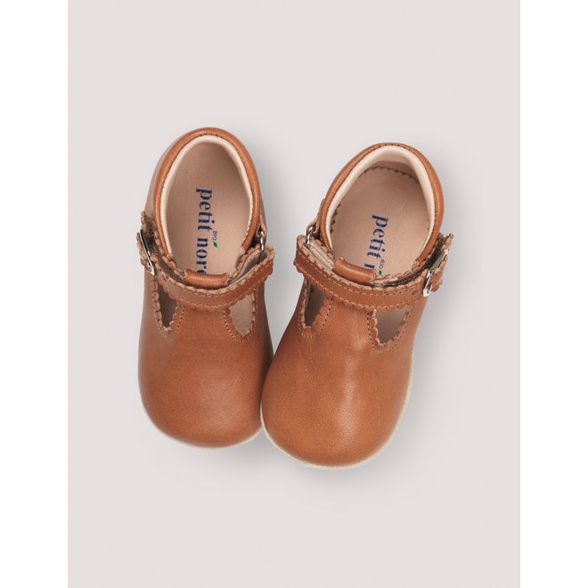 Petit Nord Baby Scallop T-bar Cognac - 9up9down
