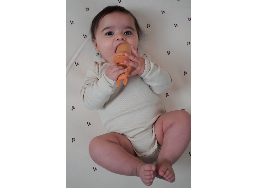 Konges Sløjd Silicone Fruit Feeding pacifier bunny Almond/Terracotta