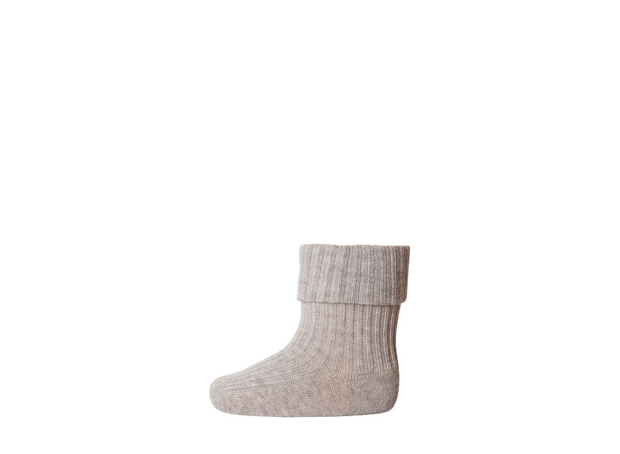 MP Denmark Cotton rib baby socks Light Brown Melange