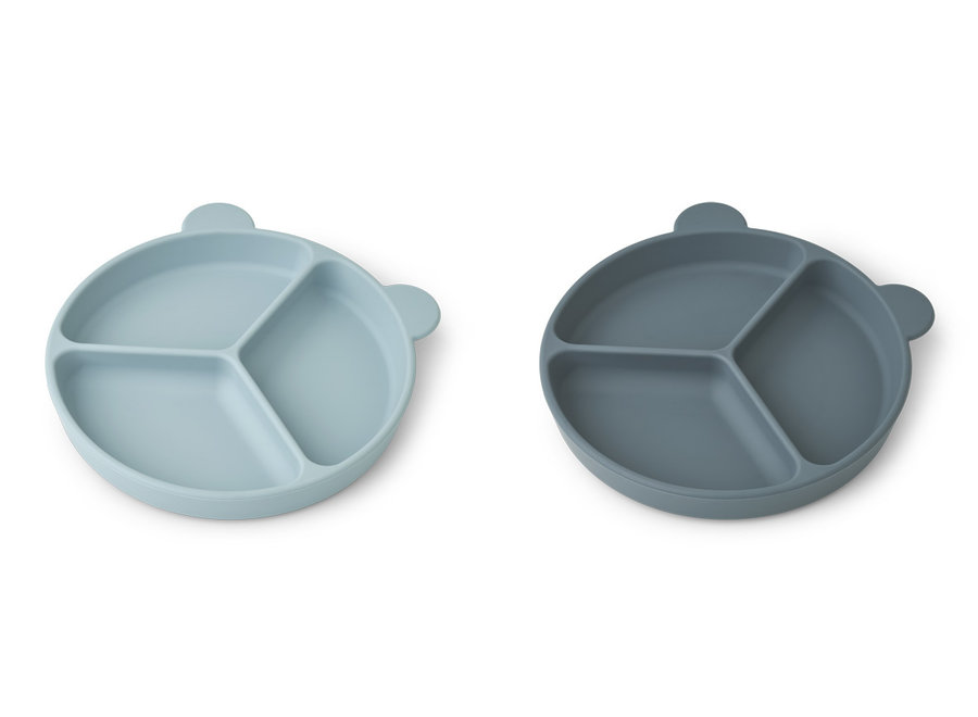 Liewood Stacy Suction Plate 2-Pack Sea Blue Mix