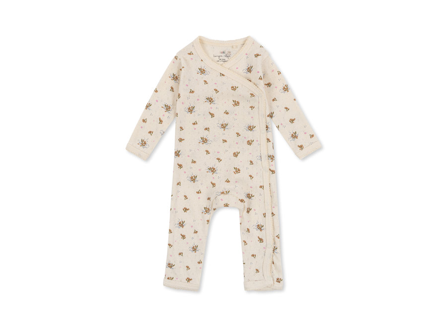 Konges Slojd minnie newborn onesie pluie de fleur yellow